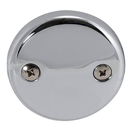 EZ-FLO Two-Hole Bathtub Overflow Face Plate with Brass Screws, Chrome, 35245