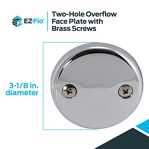 EZ-FLO Two-Hole Bathtub Overflow Face Plate with Brass Screws, Chrome, 35245