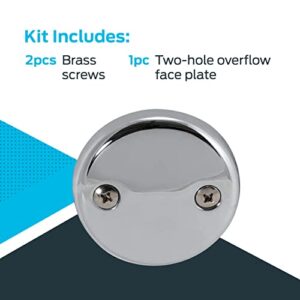 EZ-FLO Two-Hole Bathtub Overflow Face Plate with Brass Screws, Chrome, 35245