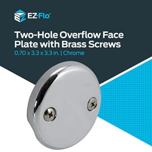 EZ-FLO Two-Hole Bathtub Overflow Face Plate with Brass Screws, Chrome, 35245