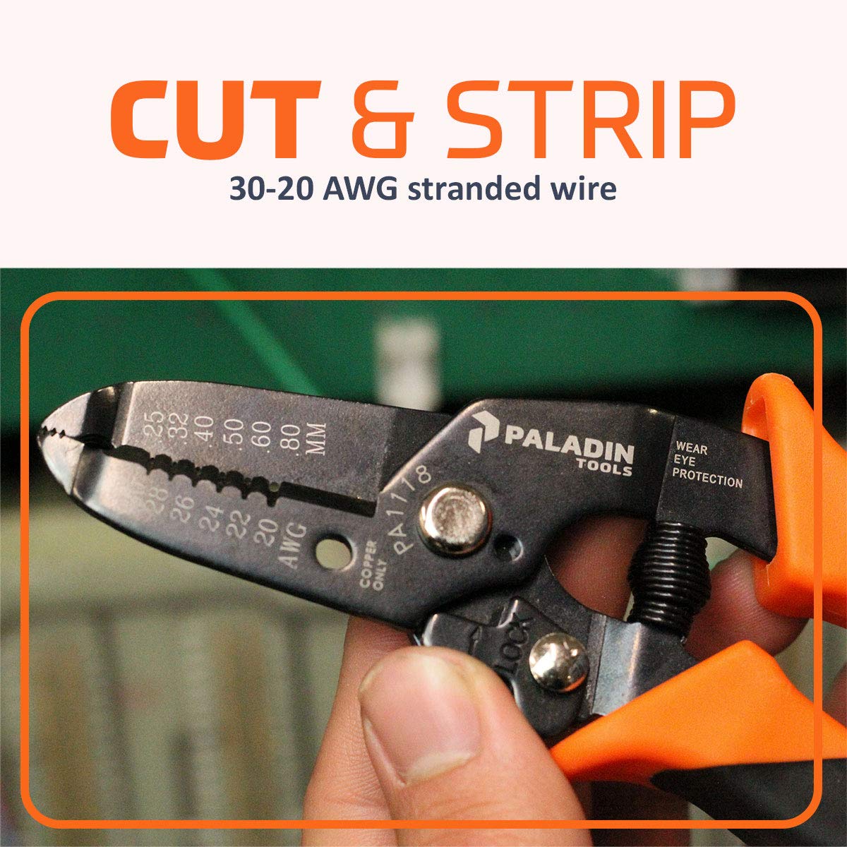 Paladin Tools PA1118 GripP Wire Stripper/Cutter, 30-20 AWG