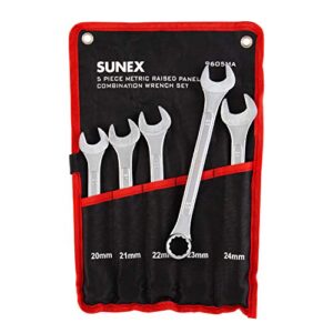 sunex tools 9605ma 5 piece raised panel metric combination wrench set (raised panel) crv