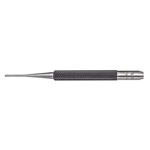 Starrett Drive Pin Punch with Knurled Grip for Driving Pins Into or Out of a Workpiece - Hardened and Tempered Steel, 4" Length, 1/16" Punch Diameter - 565A