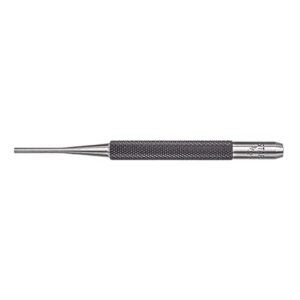 starrett drive pin punch with knurled grip for driving pins into or out of a workpiece - hardened and tempered steel, 4" length, 3/32" punch diameter - 565b