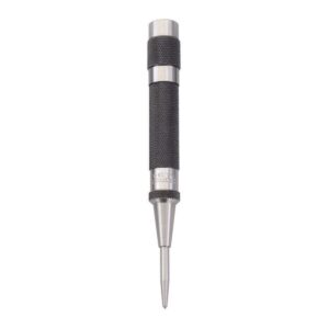 starrett steel automatic center punch with adjustable stroke - 5" (125mm) length, 9/16" (14mm) punch diameter, lightweight, knurled steel handle - 18a