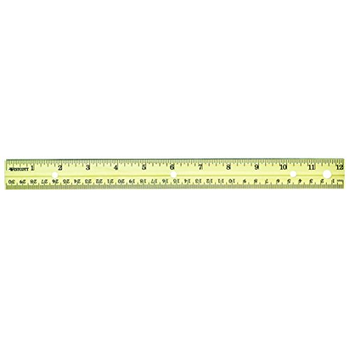 Westcott Hole Punched Wood Ruler English and Metric With Metal Edge, 12 Inches