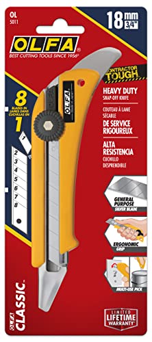 OLFA 18mm Extended Depth Utility Knife (OL) - Multi-Purpose Carpet and Thick Materials Knife w/ Extra Blade Exposure, Carpet Tuck Tool, Custom Cutting Depth & Snap-Off Blade, Replacement Blades: Any OLFA 18mm Blade