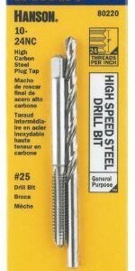 Irwin Hanson 80220 #25 10-24NC High Speed Steel Drill Bit & Tap