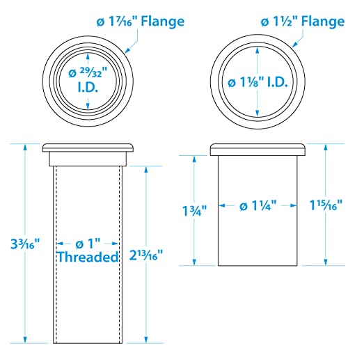 Seachoice Adjustable Splashwell Drain Tube, Fits 1-1/4 in. Opening, White Plastic