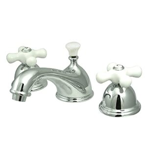 kingston brass ks3961px restoration widespread lavatory faucet with porcelain cross handle, polished chrome,8-inch adjustable center