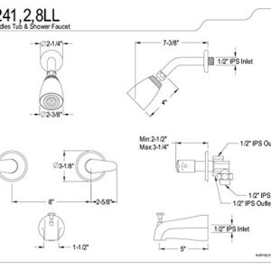 Kingston Brass KB241LL Legacy Tub and Shower Faucet, Polished Chrome,5-Inch Spout Reach