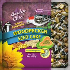 f.m. brown's garden chic wild bird mini seed cakes, 8-ounce, woodpecker with fruit and nut