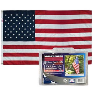 100% made in the usa - 3'x5' ft – perma-nyl sewn nylon with grommets - sturdy, durable, and patriotic - great for gardens, homes, patios and cars – by valley forge flag