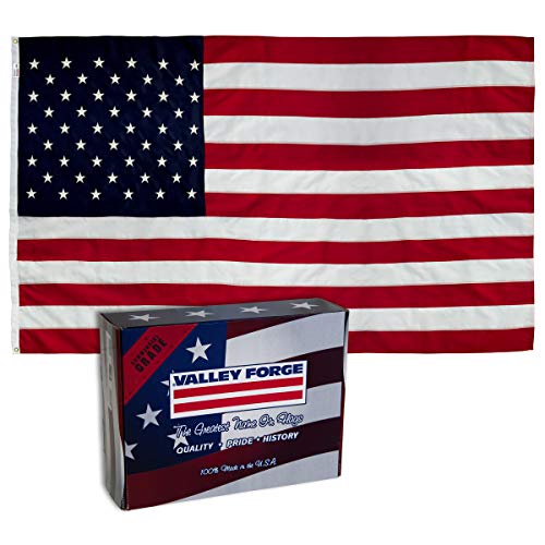 American Flag - 100% Made in the USA - 4' x 6' ft - Perma-Nyl Sewn Nylon with Grommets - Durable, and Patriotic - For Gardens, Homes, Patios and Cars – By Valley Forge Flag