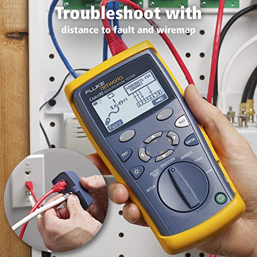 Fluke Networks CIQ-100 Copper Qualification Tester, Qualifies and Troubleshoots Category 5-6A Cabling for 10/100/Gig Ethernet, Coax and Voip, Blue
