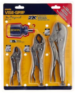 irwin 2077703 vise-grip fast release locking pliers set with free 8-in-1 multi-tool, 3-piece