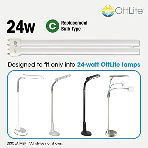 OttLite 24W Replacement Light Bulb - Energy Efficient Compact Fluorescent Light Tubes, Bright Natural Daylight for Bedroom & Living Room, Low Heat & Glare Type C Lightbulb for Reduced Eyestrain