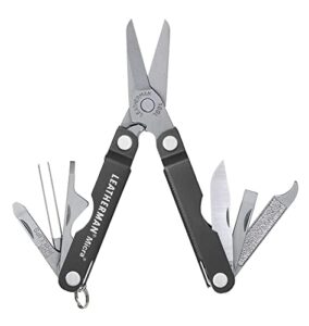 leatherman, micra keychain multitool with spring-action scissors and grooming tools, stainless steel, built in the usa, gray