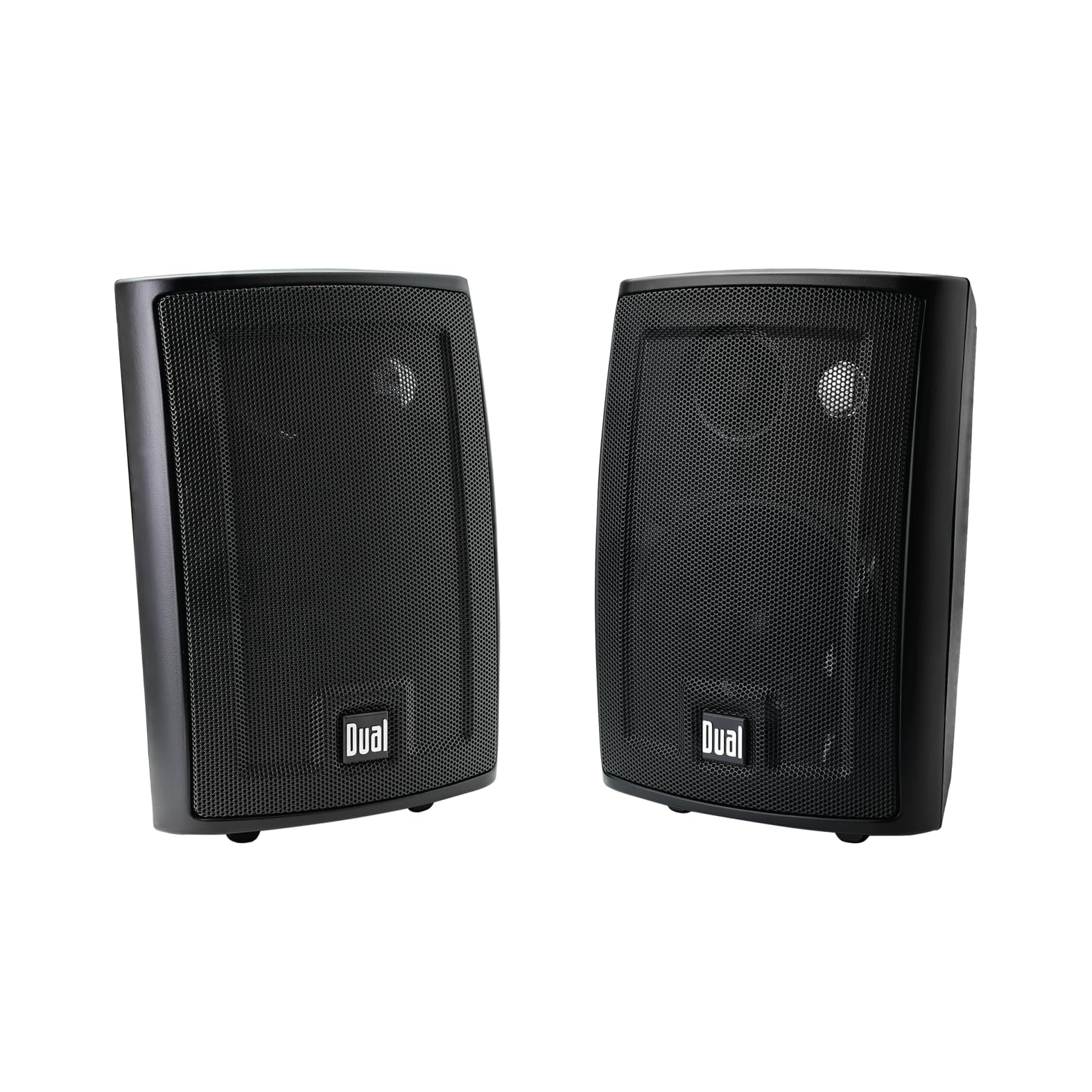 Dual Electronics LU43PB Black 4 inch 3-Way High Performance Outdoor Indoor Speakers with Powerful Bass | Effortless Mounting Swivel Brackets | Weather Resistant | Sold in Pairs | Black