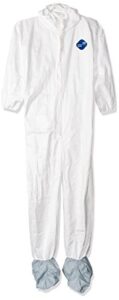 dupont unisex-adult ty122s disposable elastic wrist, bootie & hood white tyvek coverall suit 1414, large