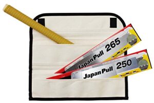 tajima pull-stroke saw set - 16 tpi & 19 tpi japanese flush cut hand saw kit with quick-release blade & tri-fold canvas carry case - jpr-set
