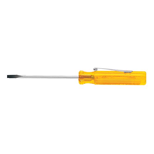 Klein Tools A131-2 1/8-Inch Flat Head Screwdriver with Keystone Tip, Pocket Clip, 2-Inch Round Shank and Comfordome Handle