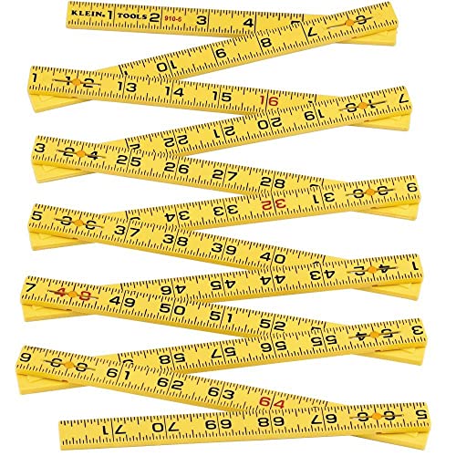 Klein Tools 910-6 Folding Ruler 6-Foot, Durable Fiberglass, Inside Reading