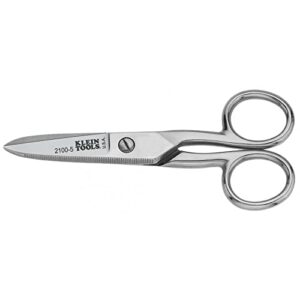 klein tools 2100-5 electrician scissors for heavy-duty cutting, corrosion resistant, 5-1/4-inch