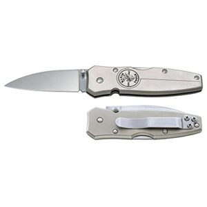 klein tools 44001 leightweight lockback knife 2-1/2-inch drop-point blade, silver