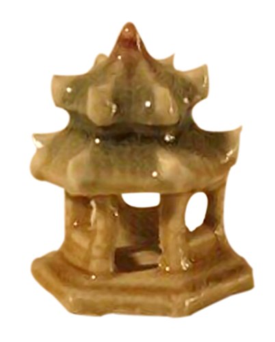 Bonsaiboy Home Decor Miniatur Glazed Six Sided Pavillion Ceramic Figurine Green 1"tall