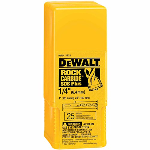 DEWALT DW5417B25 1/4" x 4" x 6" Rock CarbideTM SDS+ Hammer Bit (Bulk 25)