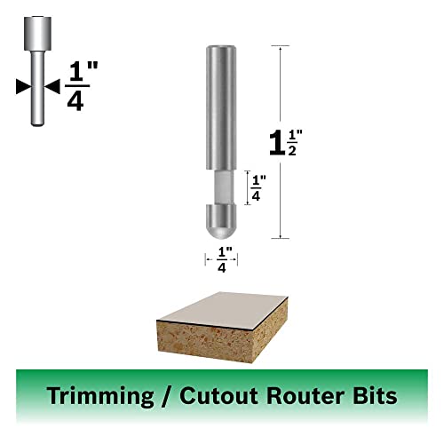 BOSCH 85285 1/4 In. x 1/4 In. Carbide 1-Flute Flush Trim Bit