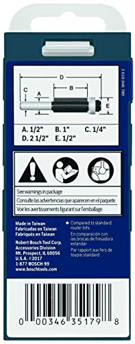 BOSCH 85216M 1/2 In. x 1 In. Carbide Tipped 3-Flute Flush Trim Bit