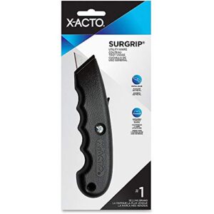 x-acto surgrip retractable metal utility knife, black (x3274)
