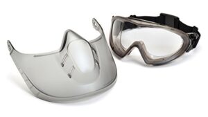 pyramex safety products direct/indirect-gray frame/clear anti-fog lens woth faceshield attachment