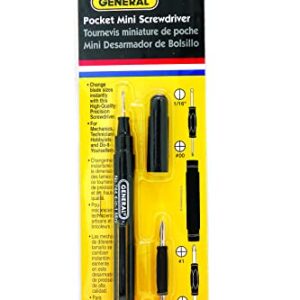 General Tools 744 Pocket 4-in-1 Mini Screwdriver , Black