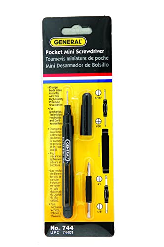 General Tools 744 Pocket 4-in-1 Mini Screwdriver , Black