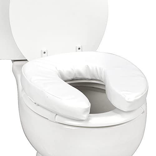 DMI Raised Toilet Seat Cushion Seat Cushion and Seat Cover to Add Extra Padding to the Toilet Seat while Relieving Pressure, Tear Resistant, FSA & HSA Eligible, 2 Inch Pad, White