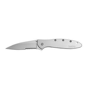 Kershaw Leek Serrated EDC Pocketknife, 3" Sandvik 14C28N Steel Blade, assisted opening Folding Knife, Dual Lock System