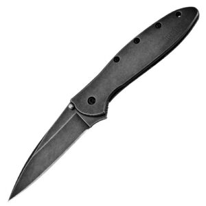 kershaw ken onion black & white leek folding knife with speed safe