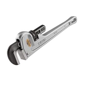 ridgid 47057 aluminum straight pipe wrench, 12" sturdy plumbing wrench with self cleaning threads and hook jaws