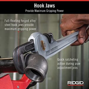 RIDGID 47057 Aluminum Straight Pipe Wrench, 12" Sturdy Plumbing Wrench with Self Cleaning Threads and Hook Jaws