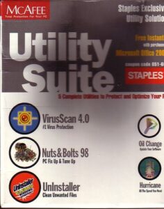 mcafee utility suite :virusscan 4.0 / nuts&bolts 98 / uninstaller / oil change / hurricane