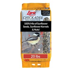 lyric chickadee wild bird seed - sunflower & nut premium bird food mix for chickadees, nuthatches & titmice - 20 lb bag