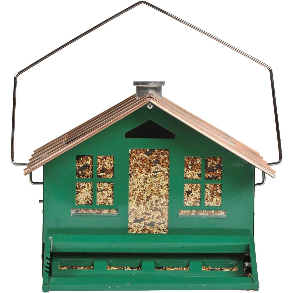 Perky-Pet 339-1SR Squirrel-Be-Gone II Home Style Bird Feeder with Chimney, Squirrel Proof Bird Feeder with Weight-Activated Perches, Large 8lb Capacity Outdoor Wild Bird Feeder
