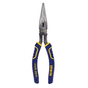 irwin vise-grip long nose pliers with wire cutter, 8-inch (2078218)
