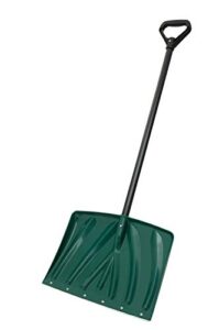 suncast 18" ergonomic snow shovel pusher with wear strip, green