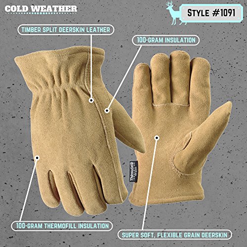 Wells Lamont Men's Thinsulate Deerskin Winter Gloves, Large (1091)