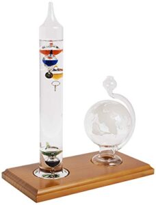 acurite 00795a2 galileo thermometer with glass globe barometer, barometer set, glass/wood