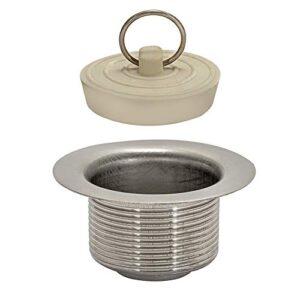 EZ-FLO Stainless Steel Laundry Tray Plug with Rubber Stopper Strainer, Heavy-Duty Sink Stopper for Bathtub or Bathroom, 30041